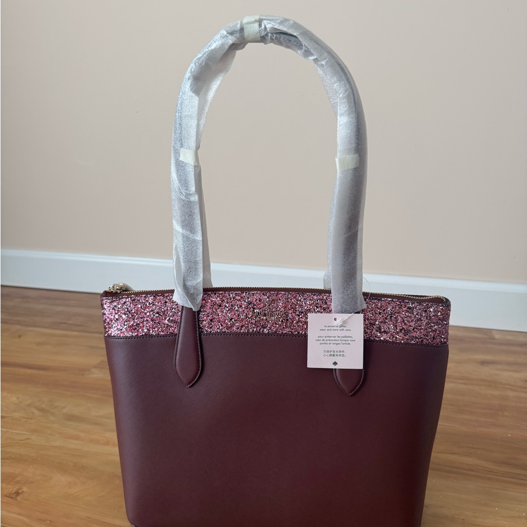 Special Kate Spade Sparkle Purple Shoulder Bag With Matching Card Holder